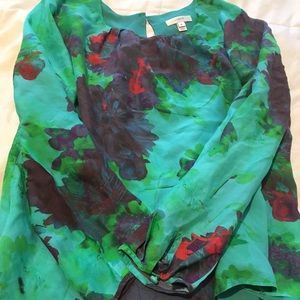 J.Crew Green Floral Blouse Size 12